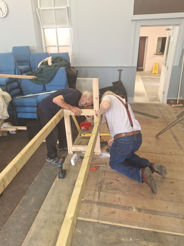 Rebuilding the baptistry area in the new workshop